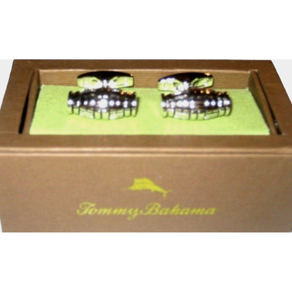 Tommy Bahama Men's Silver Barrel Basket Woven Cufflinks Classic Free Ship NIB